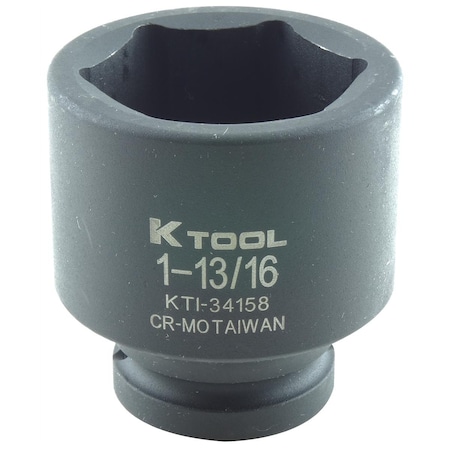 K-Tool International 3/4" Drive, 1-13/16" Size, SAE Socket, 6 Points, Shallow 6Pt, Impct 3/4"Dr, 1-13/16 KTI-34158